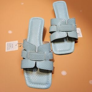 Elegant Light Blue Textured Sandals